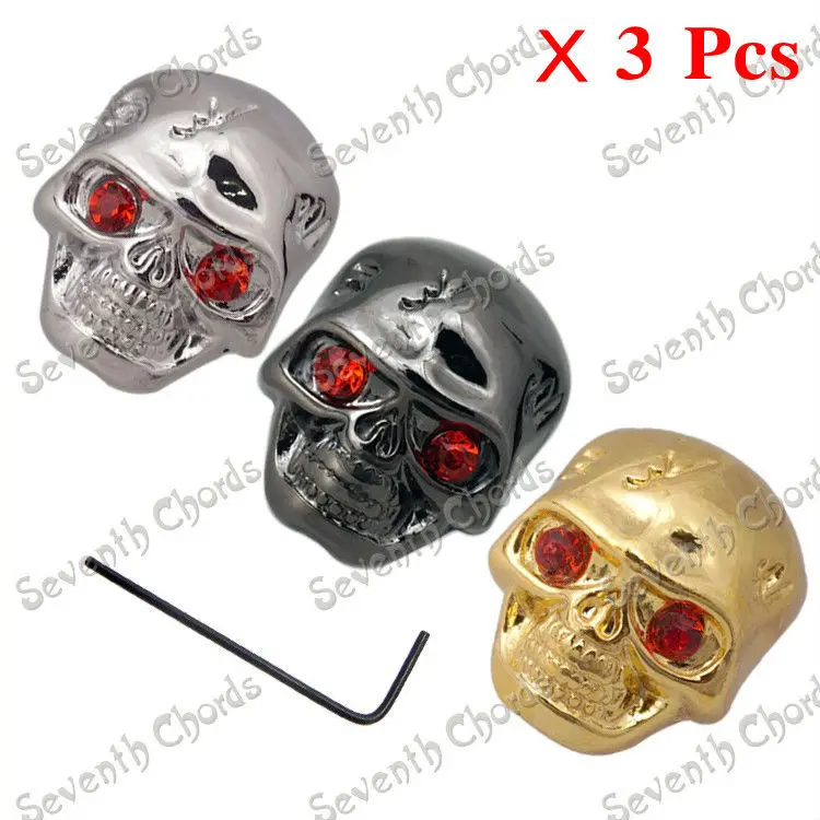 

3 Pcs Electric Guitar Volume Tone Control Knobs Skull Head Skull Knob - 3 Color for choose