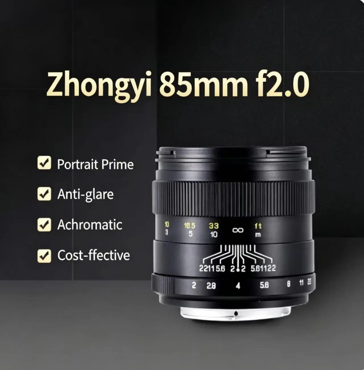 미타콘 중이 풀프레임 85mm F2.0 수동 초점 프라임 렌즈 대구경 인물 사진 카메라 렌즈 ( E, 캐논 EF, 니콘 F 마운트 호환)