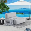 Comfortable Outdoor Chaise Lounge Chair 2 Persons Water Repellent Reclining Lounge Chair with Side Pocket Garden Pool Sunbathing 1