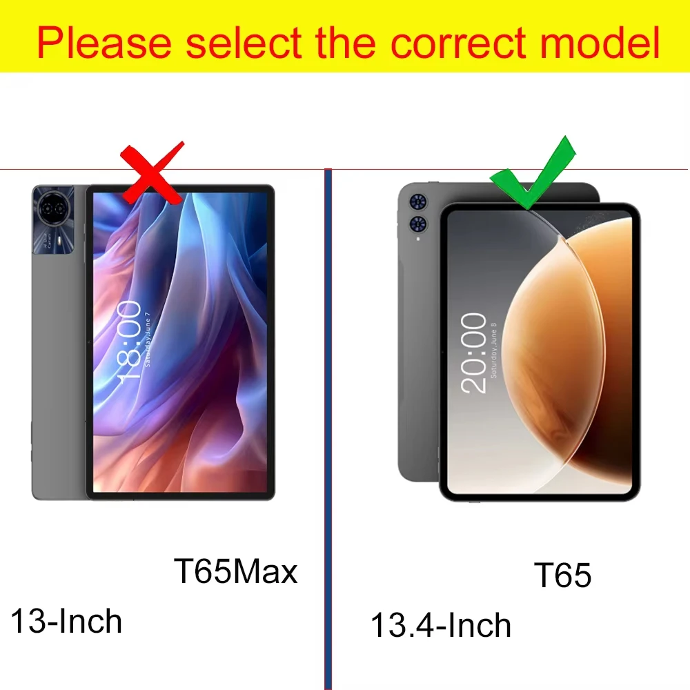 Slim Protective Tablet Case with Triple-Folding Stand and Hard Back Cover, 13.4