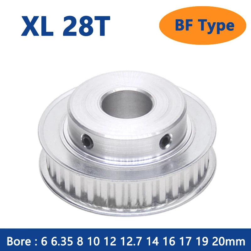 

1pc 28T XL Timing Pulley Bore 6 6.35 8 10 12 12.7 14 16 17 19 20mm Aluminum 28 Teeth Synchronous Wheels for Belt Width 10mm