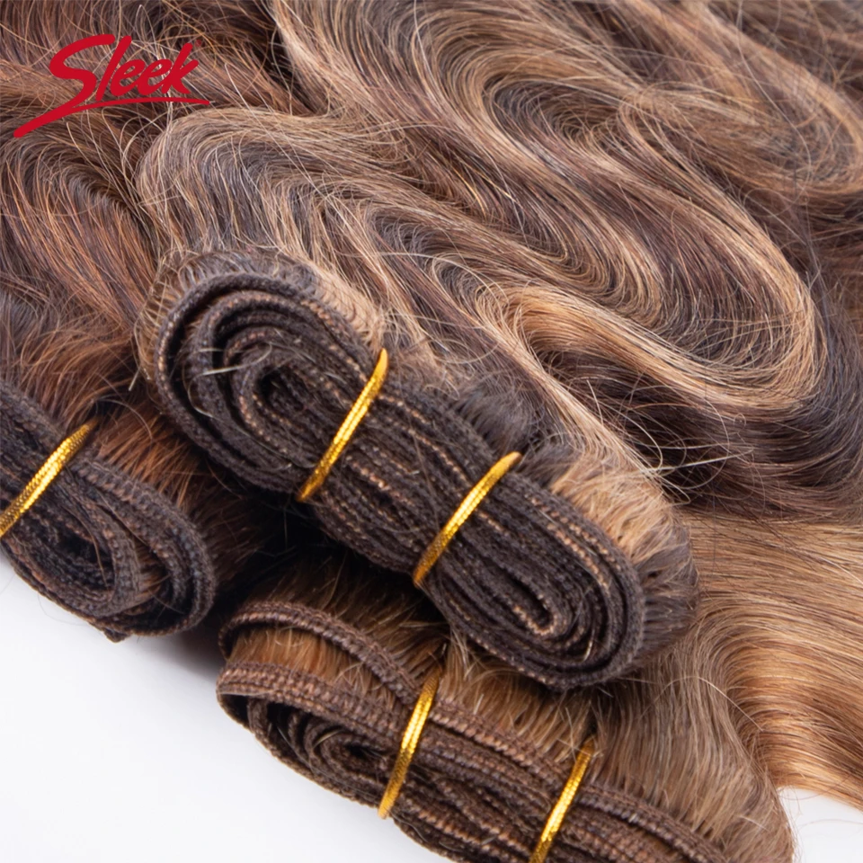 Sleek Brazilian Blond P4/27 P6/27 Body Wave Human Hair Weave Bundles Natural Remy Brown P6/30 P1B/30 Colored Hair 2
