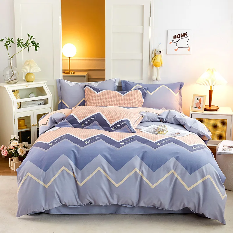 

2023 Cotton matte four piece spring and autumn style pure cotton matte bed sheets, quilts grey