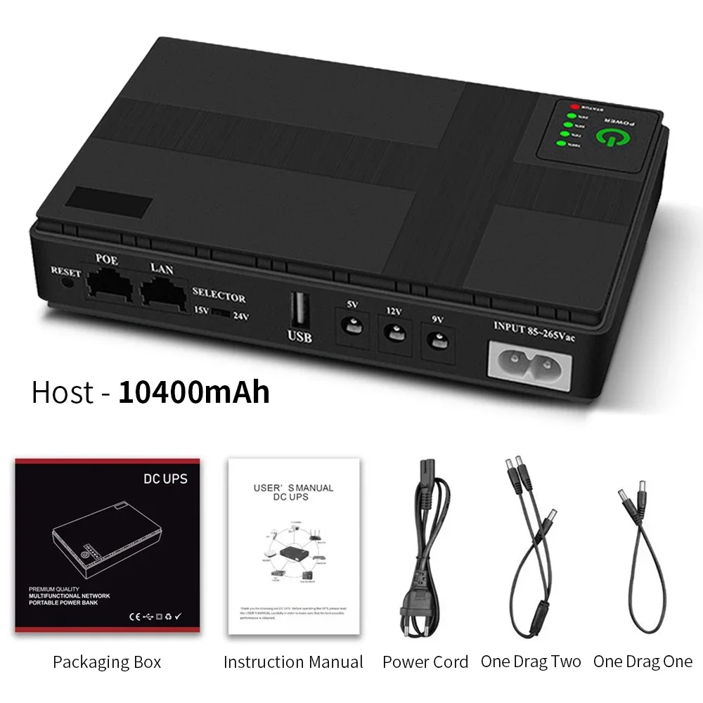 Portable ups dc power supply mini ups uninterruptible power supply DC Power Adapter Uninterruptible Power Supply 10400mAh 5V 9V 12V UPS Router Optical Cat Built-in Adapter Backup Supply Eu