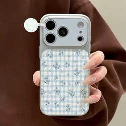 Blue Gingham Floral Phone Case with Fresh Gentle Style - Galaxy S23 Ultra (EY63)