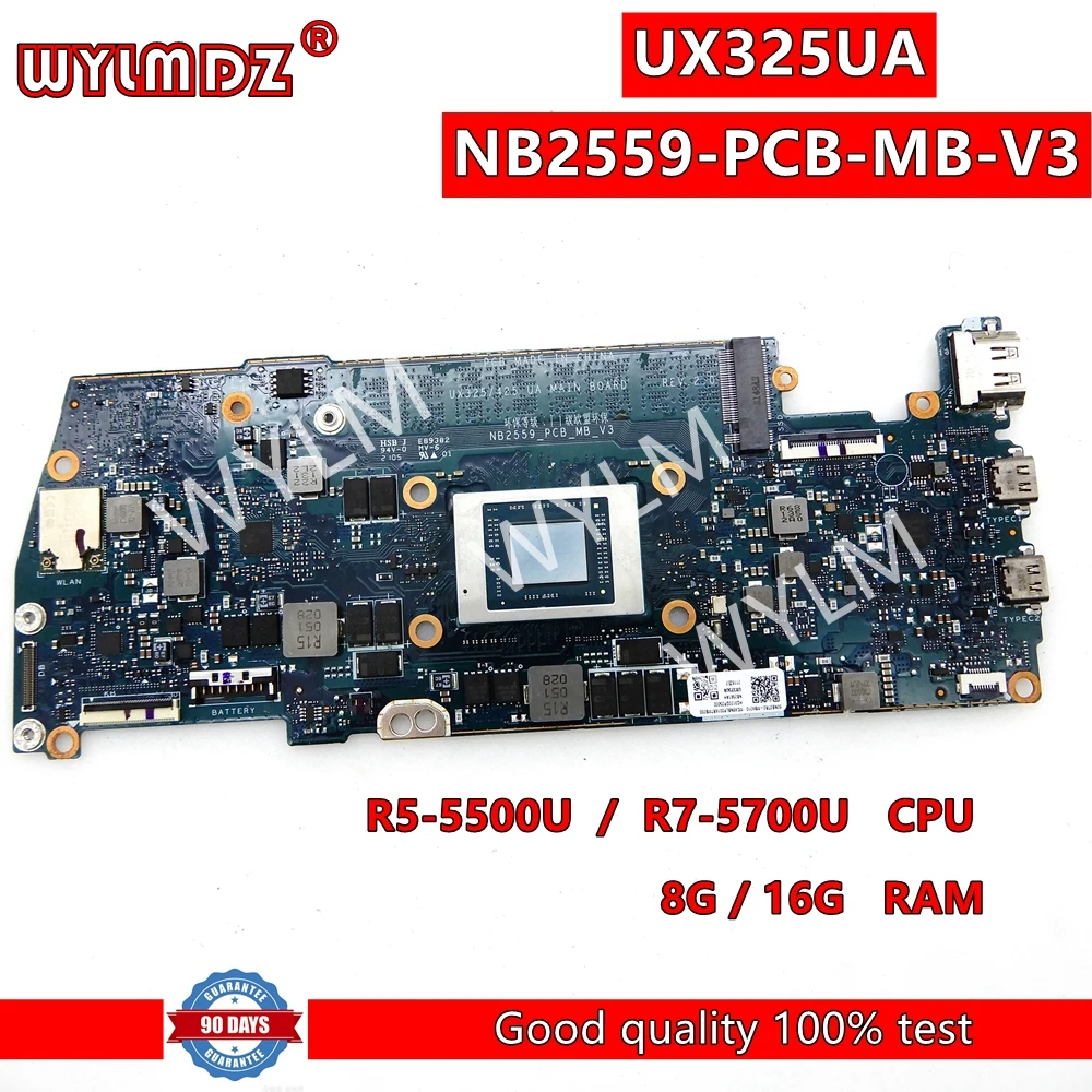 

UX325UA Mainboard For Asus Zenbook 13 UX325 UX325U UX325UA Laptop Motherboard NB2559_PCB_MB_V3 R5-5500U/R7-5700U CPU 8GB/16G-RA