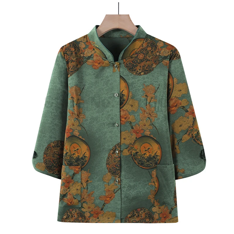 Chinese Traditional Clothes PLUS SIZE 5XL Tang Suit Vintage Elegant Cheongsam Set Summer Female T-Shirt Jacket Pants Outfit