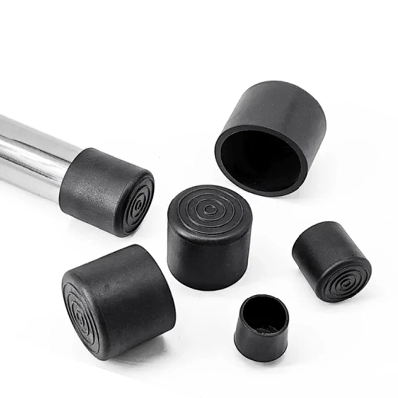 Pipe End Cap Round Black PVC Soft Rubber Sleeve Tube Cap Table Chair Foot Pad Protective Leg Cover 6-80mm