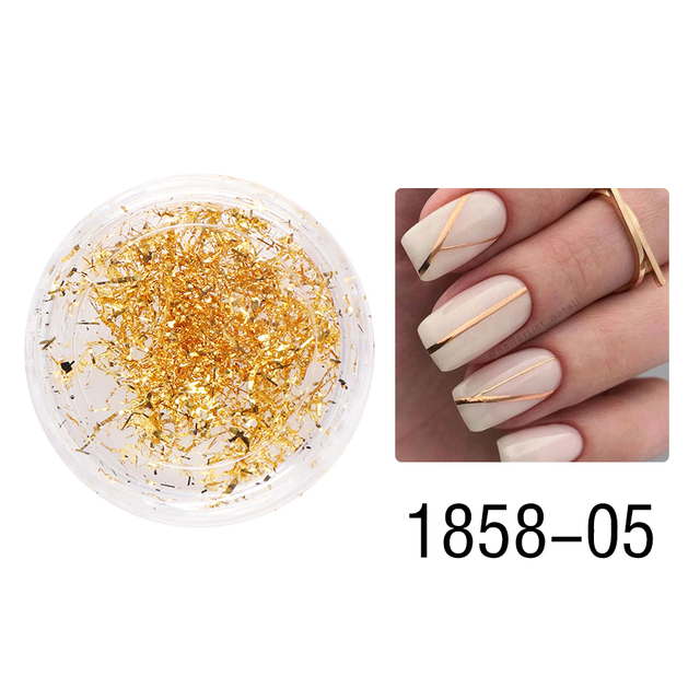 Box Gold Glitter Flakes Irregular Aluminum Foil Sequins For Nails Chrome Powder Winter Manicure Nail Art Decorations LY1858-1