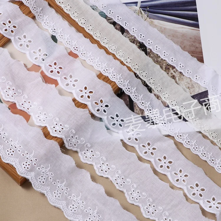 Beige White Floral Embroidery Cotton Lace Ribbon DIY Apparel Sewing & Fabric Handmade Crafts Material Lace Tape