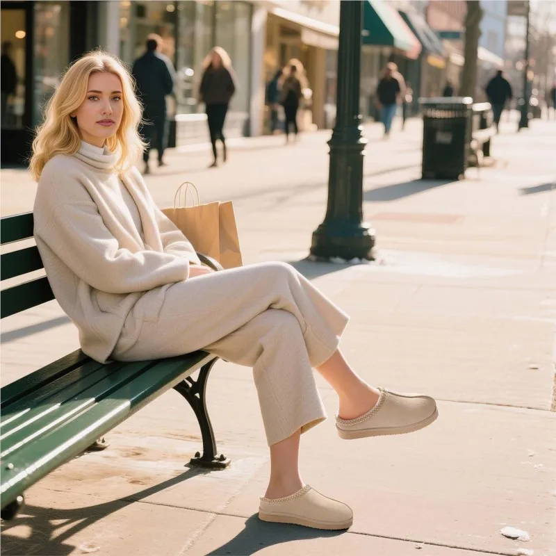 Women Suede Fuzzy Slippers Soft Indoor Outdoor Winter Shoes