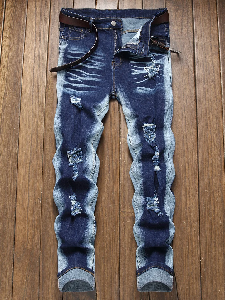 Stylish Slim Fit Distressed Denim Jeans for Men