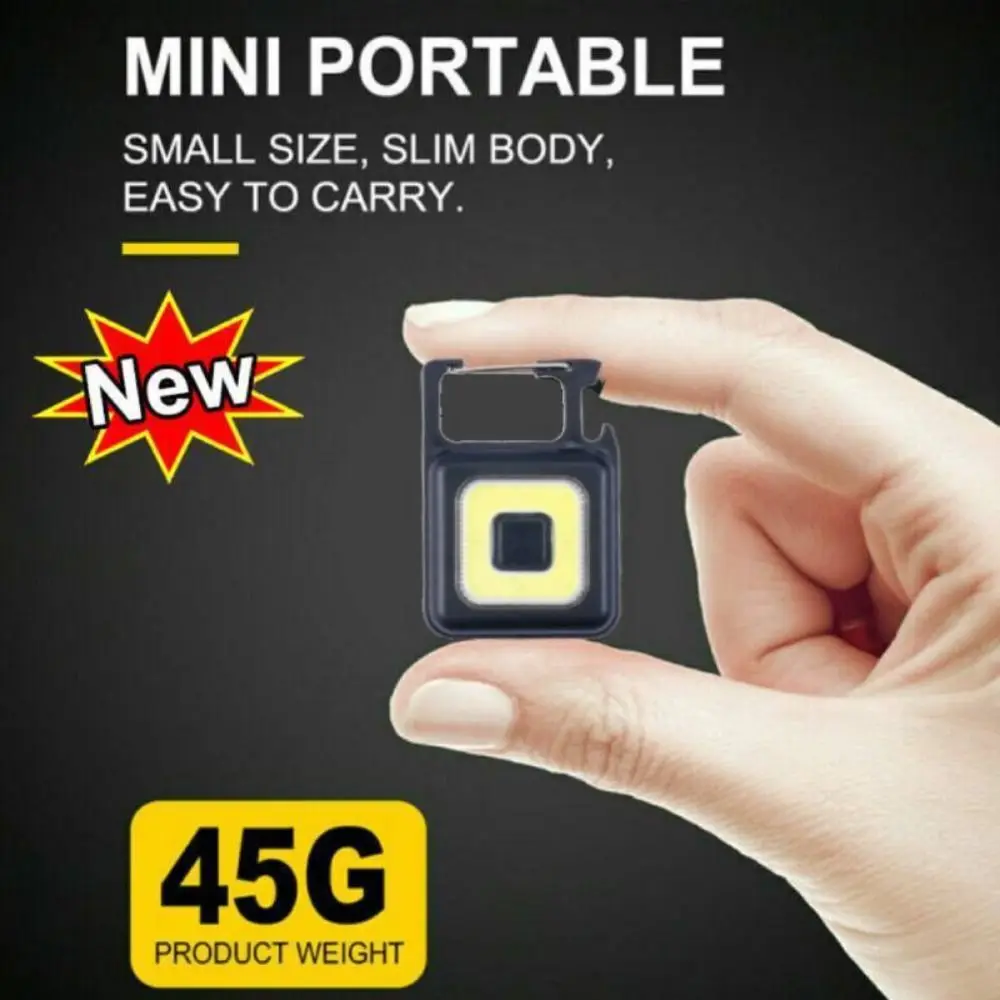 

800Lumens Mini COB Flashlight Pocket Light Plastic Bright Camping Light Black LED Keychain Light For Outdoor Camping Fishing