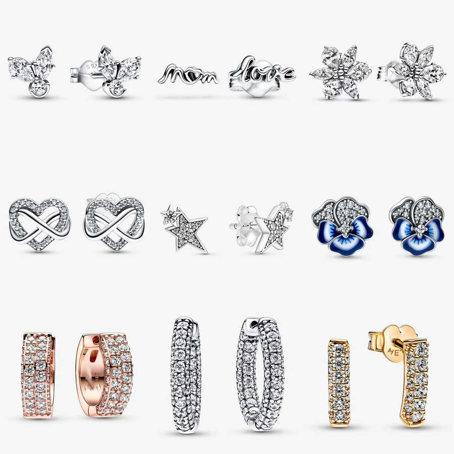 

2023 New 925 Sterling Silver Timeless Pave Single-row Hoop Earrings For Women Guest Of Honor Crystal Earrings Jewelry