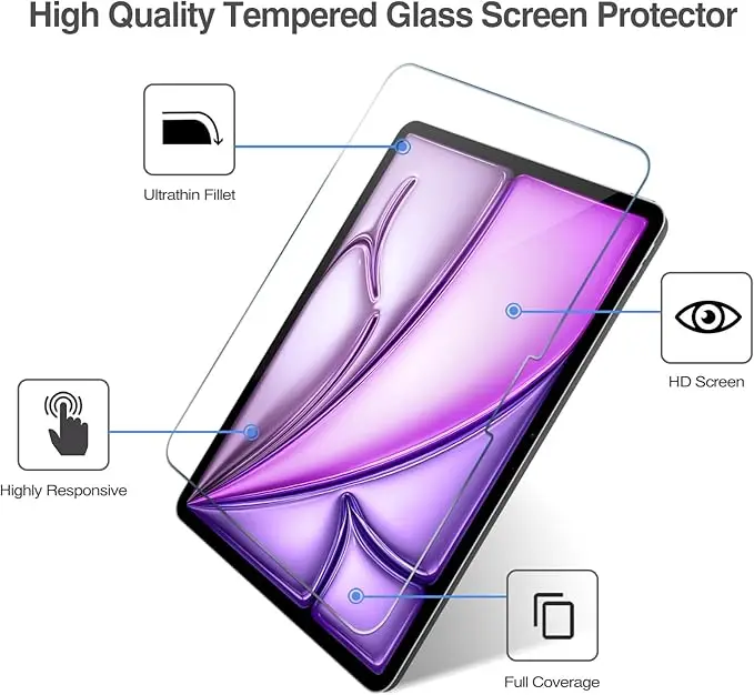 Premium Tempered Glass Screen Protector Set for iPad Air - High Definition Film, Pack of 2