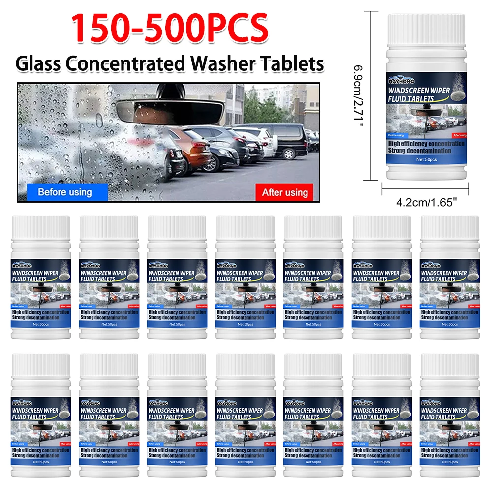 150-500 Pieces Car Windshield Glass Concentrated Washer Tablets Windshield Wiper Fluid Solid Effervescent Tablets