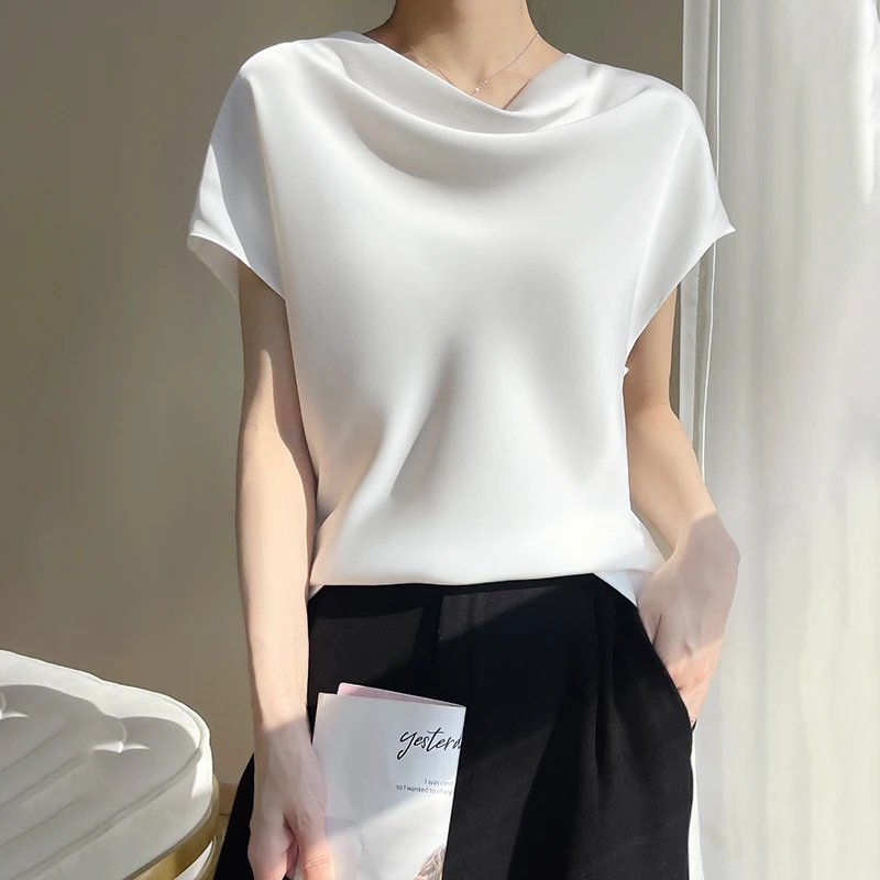 

High-Grade T-Shirt Top Women's Summer Thin Acetic Acid Short Sleeve 2023 New Loose Fashion Joker Han Fan Top