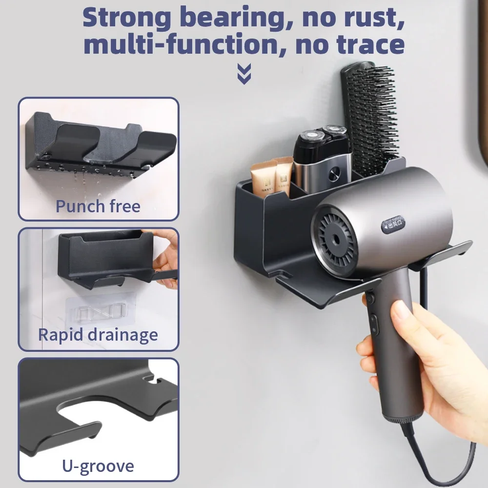 Hair Dryer Holder Wall Mounted Rack Bathroom Shelf Storage Holder Storage Shelves Accessories Shelves Hair Brush Bracket storage rack bathroom shelf hair dryer holder bathroom shelf rack bathroom storage rack wall shelf organizer hair dryer storage rack wall shelf