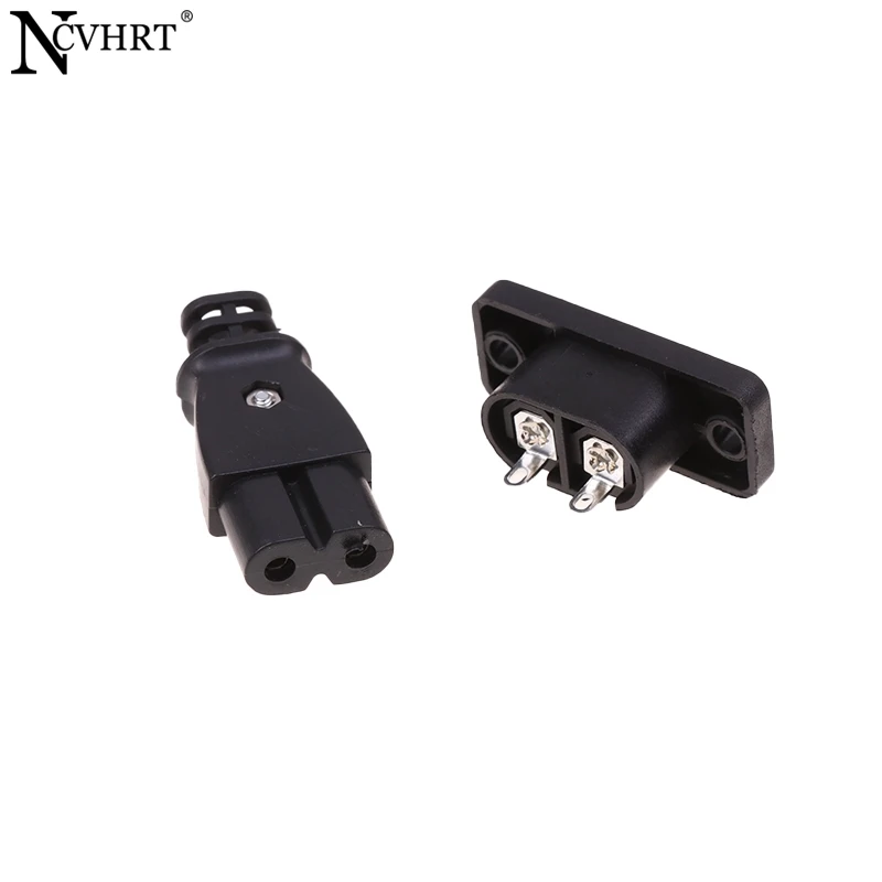 

1Pcs C8 Male Power Socket Female Plug Power Outlet Embedded Electric Connector 35mm*15mm AC 2.5A 250v 8-shaped Plug Socket