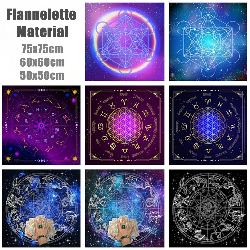 

8 Style Square Shape Pendulum Divination Altar Tablecloth Board Game Tarot Pad Rune Table Cloth Astrology Oracles Board Game Mat