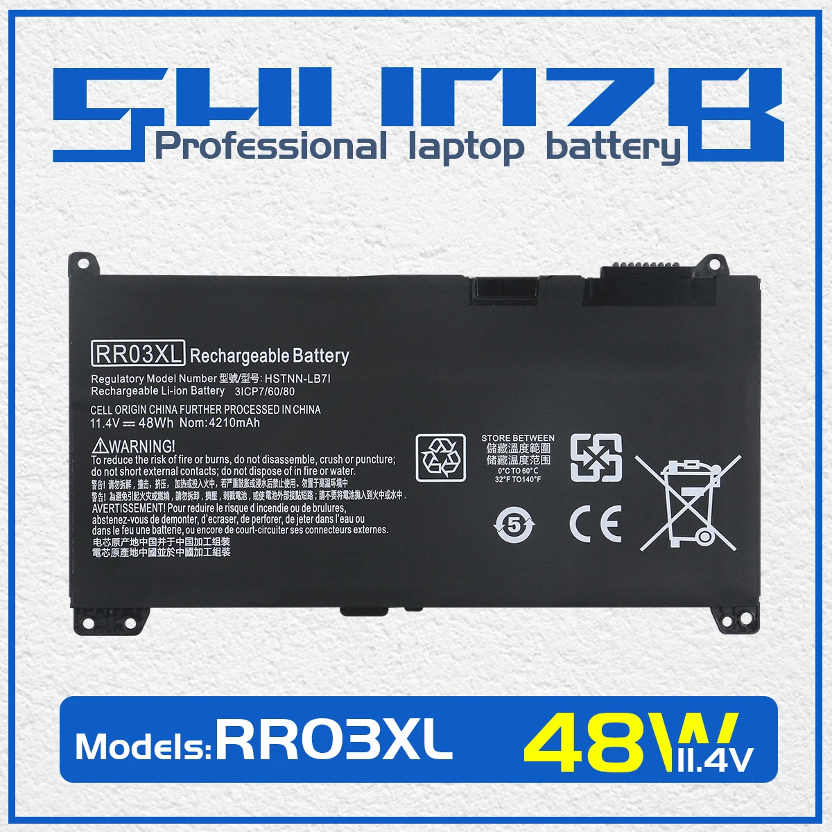 Аккумулятор SHUOZB RR03XL для ноутбука HP ProBook 430, 440, 450, 455, 470, G4