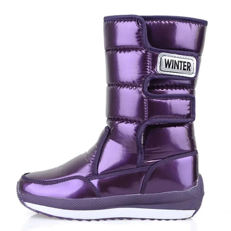 Damen Kniehohe Winterstiefel - Slouchy & Niedriger Absatz