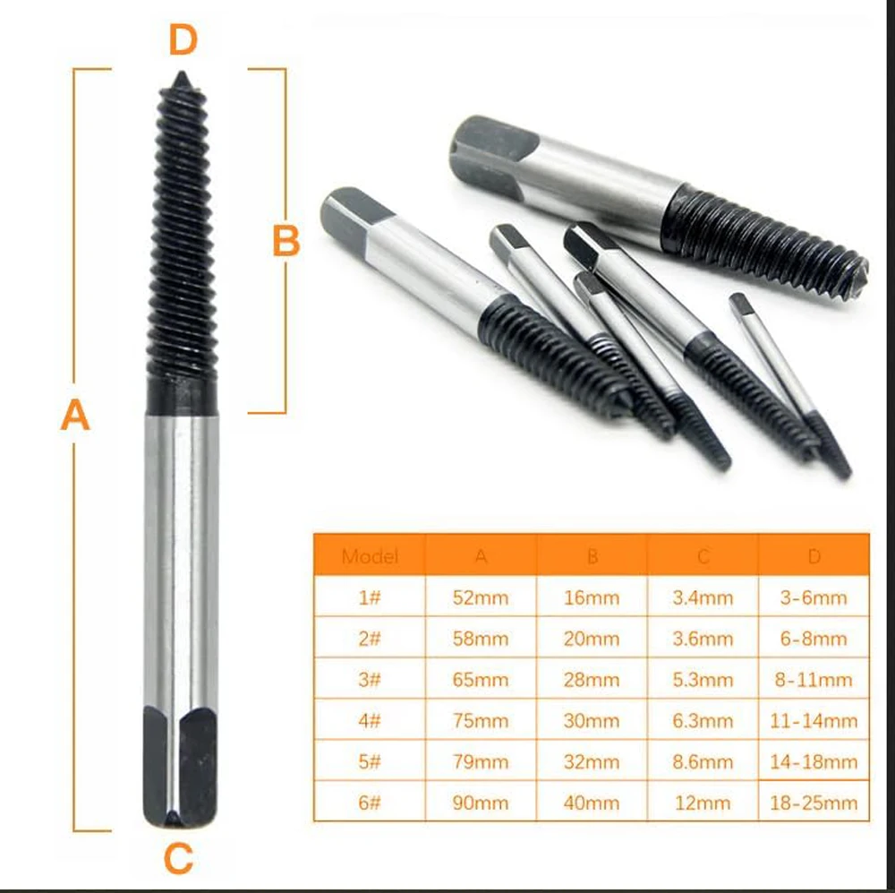 Spiral Screw Extractor Set 5/6PCS for Broken Rusted Nuts Bolt screw extractor set