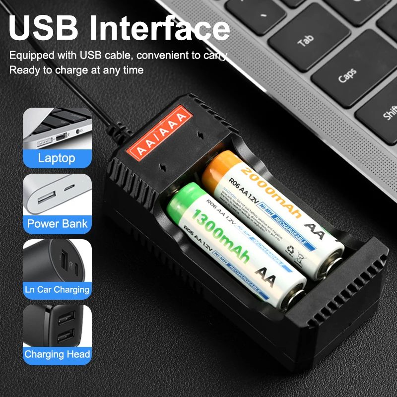 2/4/8 Slots AA/AAA Battery Charger Nickel Hydrogen Rechargeable Battery Charger USB Output Support Overcharging Light Protection