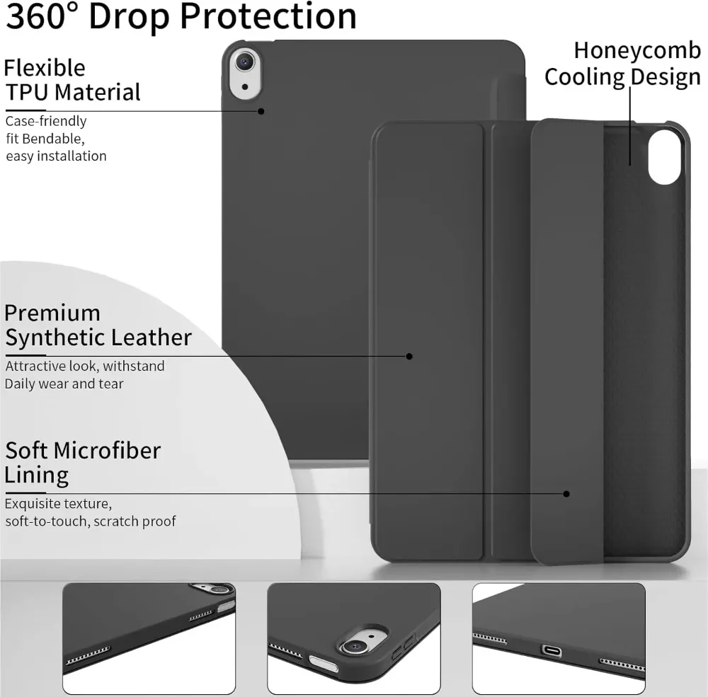 Magnetic Trifold Stand Tablet Case with Auto Sleep/Wake Feature