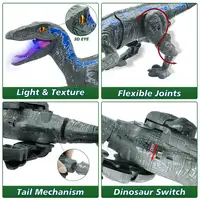 Remote Control Dinosaur Toys Kids RC Electric Walking Jurassic Dinosaur Simulation Velociraptor Toy With LED Light And Roaring 2