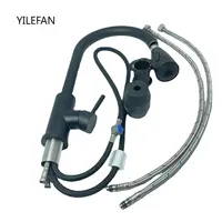 304 ก๊อกน้ําห้องครัวสแตนเลสแบบดึงลงเครื่องพ่นสารเคมีสําหรับอ่างล้างจานพร้อมท่อขยายได้ก๊อกน้ําอ่างล้างจานทนต่อการขีดข่วน 5