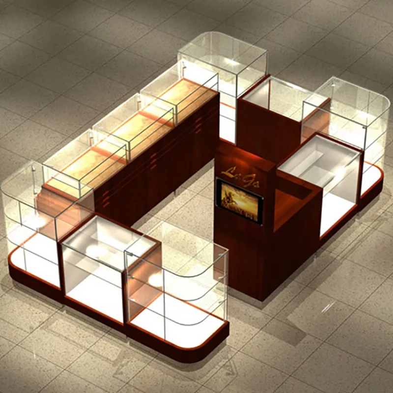

Custom. luxury perfume shop store interior design glass jewelry display cabinet perfume kiosk for shop display