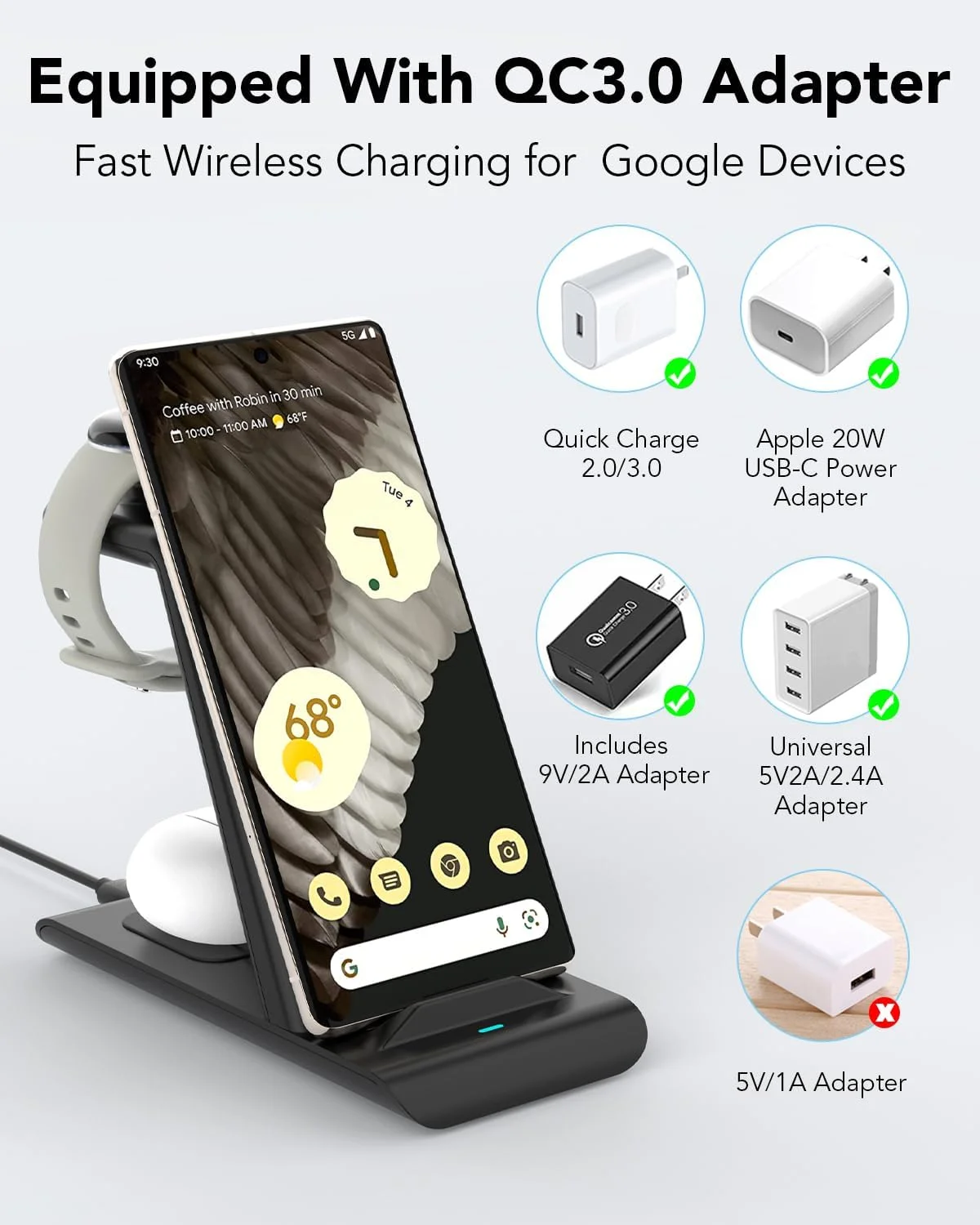 Google Pixel 3 XL 超良品 ワイヤレス充電器付き 楽天市場】3in1 ワイヤレス充電器（メーカーグーグル