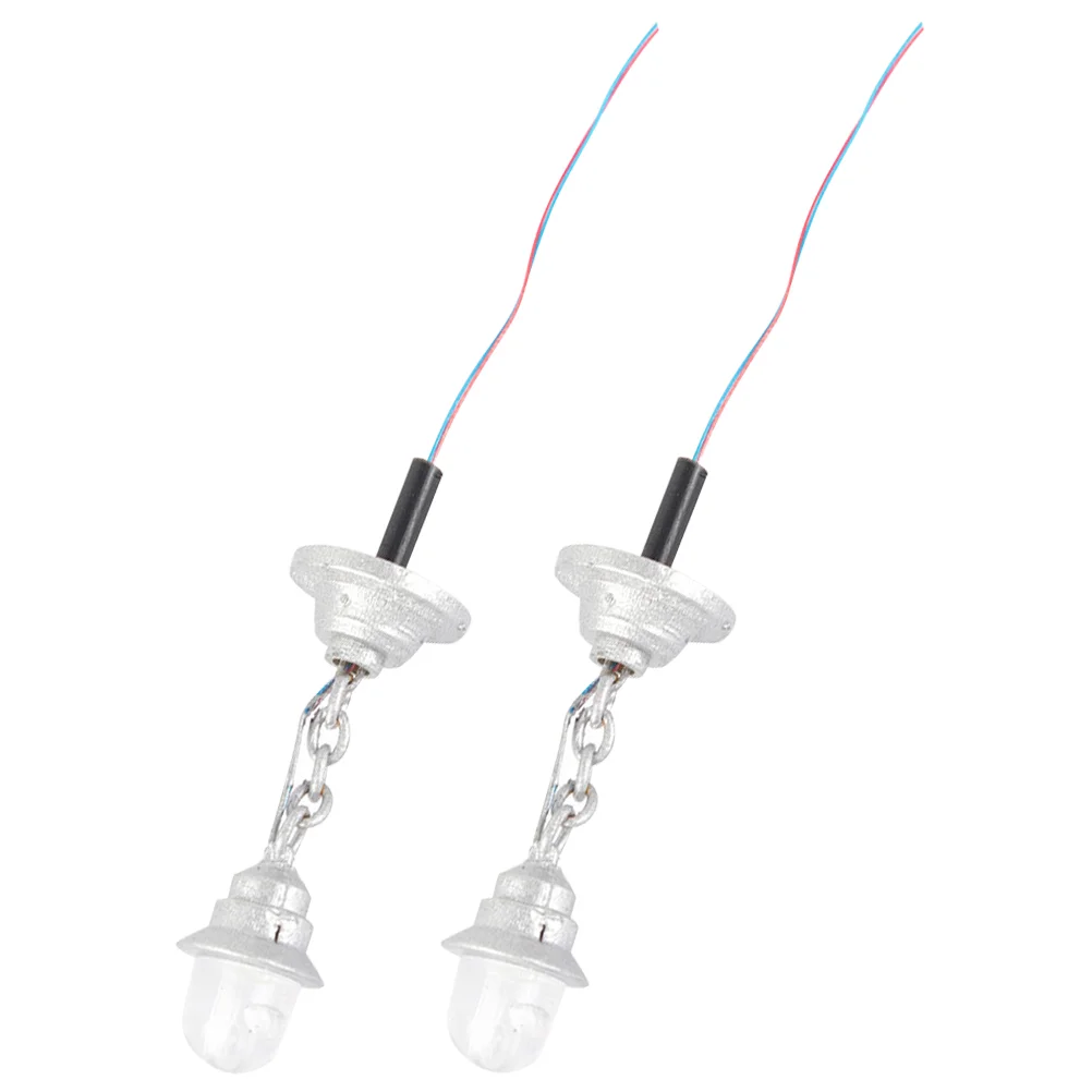 2 PCS Model Chandelier Ceiling Light Tiny Lamp Mini Sand Table Materials Metal DIY Miniature LED Hanging Decor