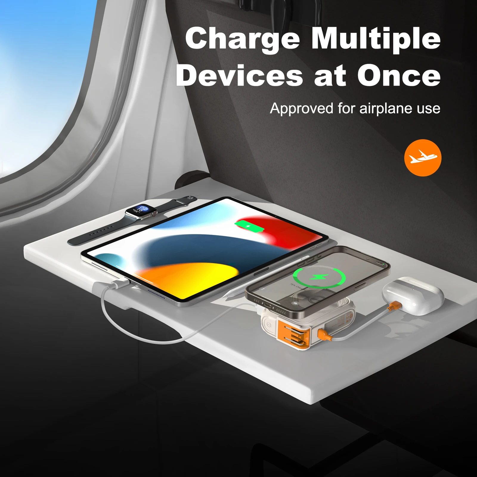 6-in-1 multifunctional power bank magnetic magnetic adsorption for wireless charging, 10000 mAh phone holder 22.5W fast charging 5