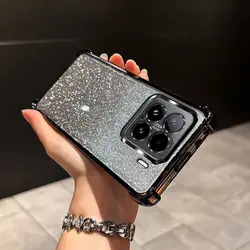 Gradient Glitter Shockproof Silicone Case Cover for XIaomi 17TPro (Black)