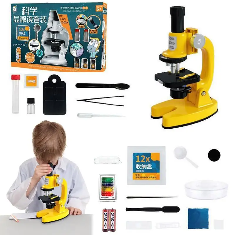 

Microscope Kit Led 1200X Lab Microscope Home School Science Educational Toy Gift Biological Gadgets Technology Gift For Kids