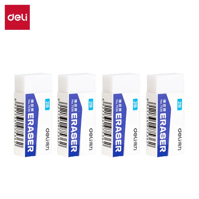 Deli Soft 2B Pencil Erasers for Kids - Mess-Free Clean Sketch Correction Office Exam Supplies 1