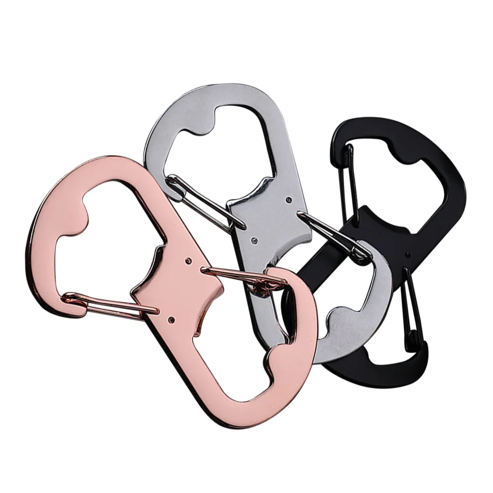 

3 Pcs Stainless Steel Key Ring Lid Lifter Carabiner Keychain Bottle Beer Opener