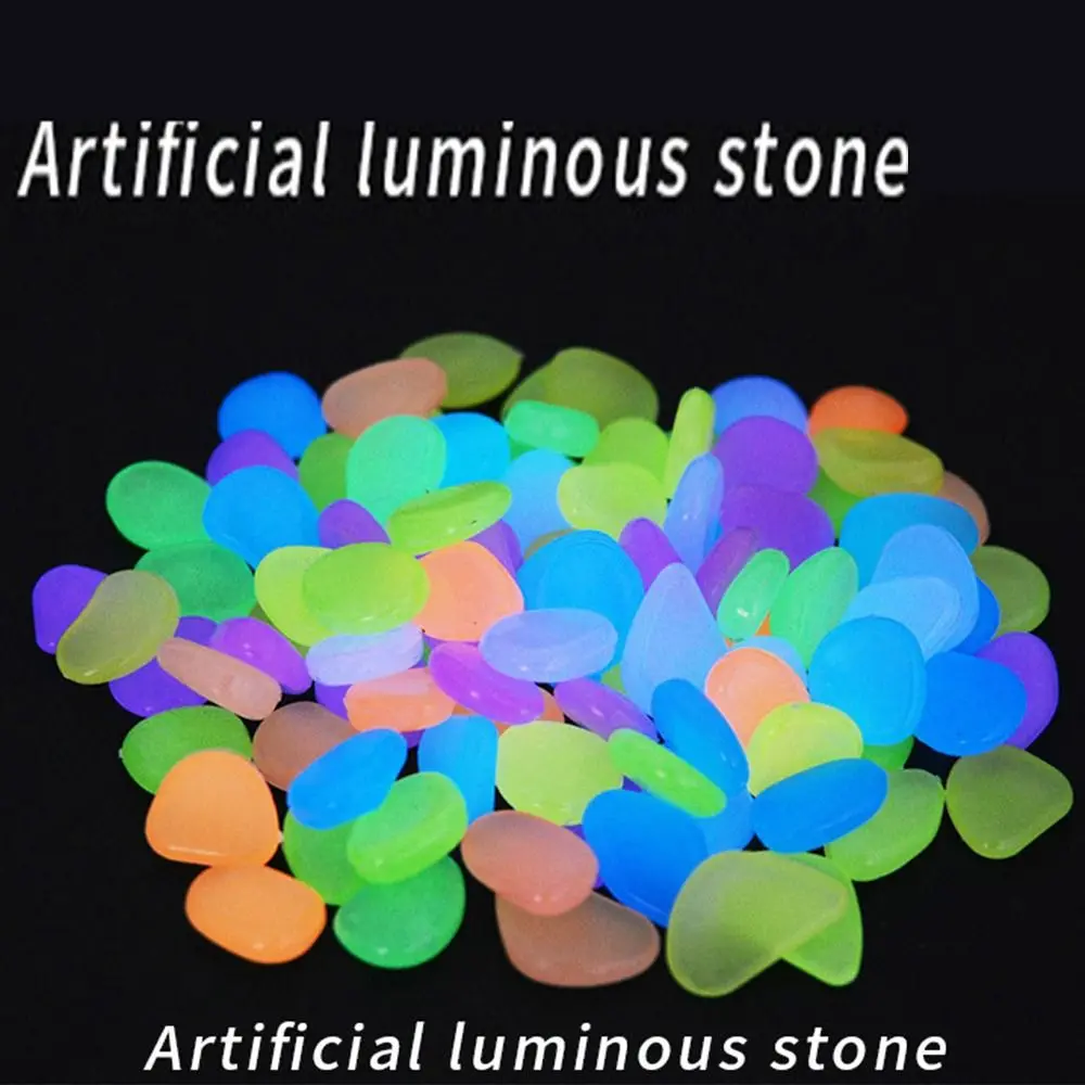 

200pcs/set Plastic Glowing Fish Tank Stones Round Shaped Powered By Light or Solar Gardon Glow Pebbles Waterproof