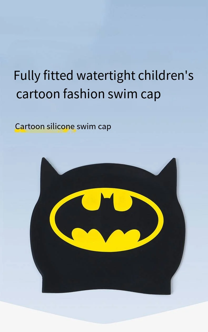 Gorro de natación de silicona con dibujos animados para niños, gorro de natación profesional para exteriores, pelo largo, impermeable, sin estrangulación de la cabeza