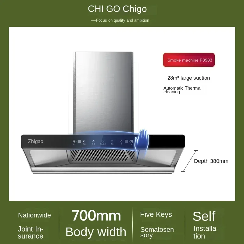 CHIGO Euro-style Top Suction Range Hood for Home Kitchen with Powerful Extraction 220V 70CM 2