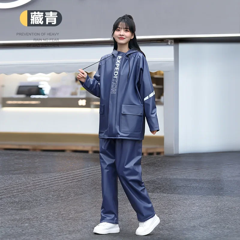 Men Rainwear Raincoat Rain Pant Suit for Motorcycle Rainproof Windproof Hiking Riding Thickening Rainwear Set Split Raincoat