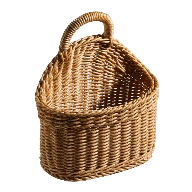 Kézzel Szőtt Konyhai Tároló Kosár Fogantyúval Függő Kosarak A Nappalihoz Gyümölcsös Sundries Szervező Otthoni Dekoráció - Image 5