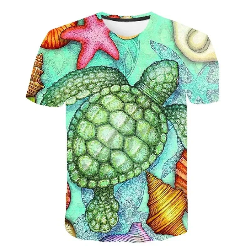 

2024 Summer Fashion Boys/girls Tortoise Funny 3d Print Sea Turtle Graphic Tee Casual Short Sleeve Kids T-shirt