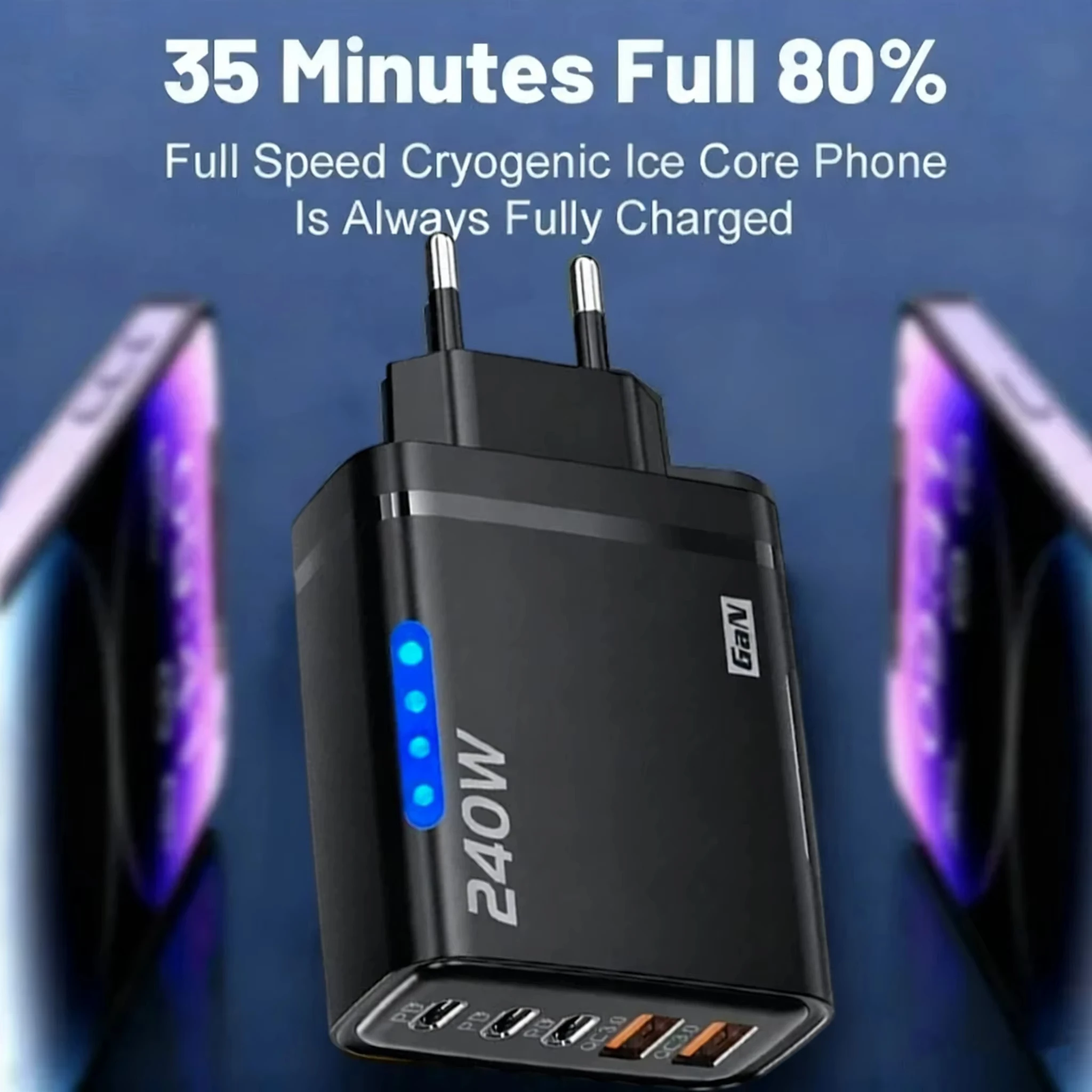 รูปสินค้า อะแดปเตอร์ชาร์จ GaN 5 in 1 ชาร์จเร็ว 240W สำหรับ iPhone แล็ปท็อป Samsung
