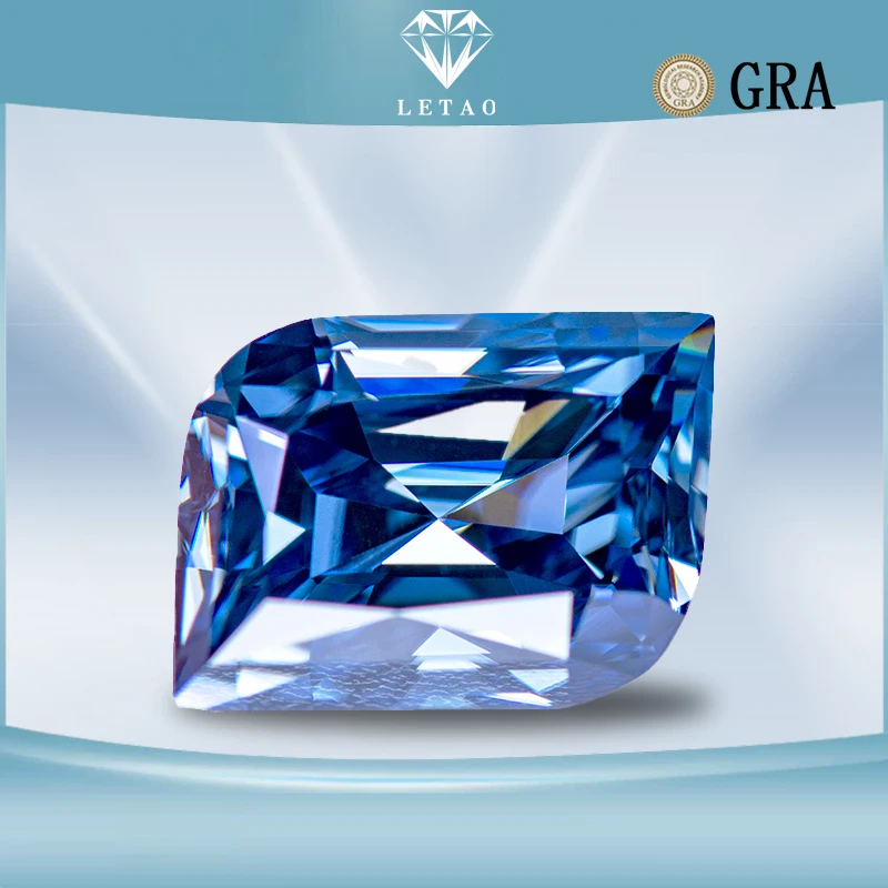 Moissanite Stone Primary Color Royal Blue Leaf Cut Lab Grown Diamond Gemstone for DIY Women Jewelry Making with GRA Certificate
