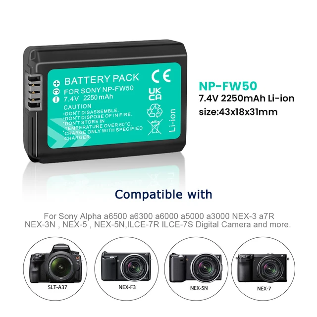 Np-fw50 Npfw50 Np Fw50 Battery + Led Dual Charger For Sony Alpha A7 A7ii  A7r A7rii A6000 A6300 A6400 A6500 Rx10 Rx10ii - Digital Batteries -  AliExpress