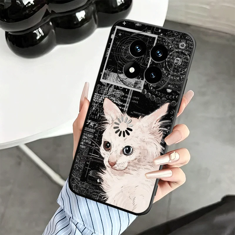 Whimsical Cats Fashion Silicone Phone Case - Black Soft Cover