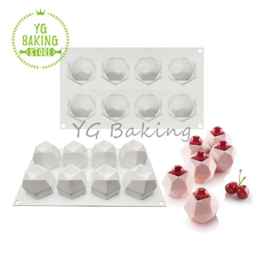 

Dorica 8 Cavity Fluted Diamond Design Silicone Mousse Mold Chocolate Mould DIY Soap Candle Model Cake Decorating Tools Bakeware